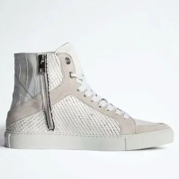 NIB Zadig & Voltaire High Flash Keith Leather Sneaker in White size 38 - Picture 3 of 11